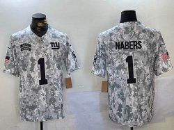 New York Giants 1# Malik Nabers Nike Arctic Camo 2024 Salute to Service Limited Jersey