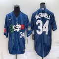 Nike Los Angeles Dodgers 34 Fernando Valenzuela blue majestic mlb jersey 03