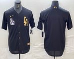 Nike Los Angeles Dodgers blank black gold majestic baseball Jersey -BD 01