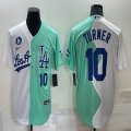 Nike Los Angeles Dodgers #10 Justin Turner green white splits majestic baseball Jerseys-BD 03