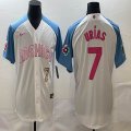 2023 World Cup Mexico #7 Julio Urias white skyblue majestic baseball jerseys 04