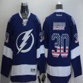 Tampa Bay Lightning #30 Bishop dark blue usa flag ice hockey jerseys