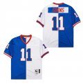 New York Giants #11 Phil Simms Blue White Splits Throwback NFL Jerseys