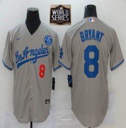 Nike Los Angeles Dodgers #8 Kobe Bryant gray majestic baseball Jersey 2020 World Series