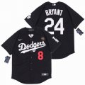 Youth Nike Los Angeles Dodgers 8 and 24 Kobe Bryant black majestic baseball Jersey-KB patch-SG