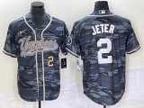 Nike New York Yankees #2 Derek Jeter gray camo majestic baseball Jersey Joint name