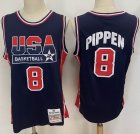 1992 United States Olympics #8 Pippen Blue USA Basketball Team Jerseys