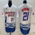 Puerto Rico Baseball #21 Roberto Clemente White 2023 World Baseball Classic Replica Player Jersey 01