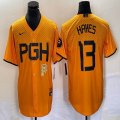 Nike Pittsburgh Pirates #13 Ke'Bryan Hayes gold majestic baseball jerseys city version-BD