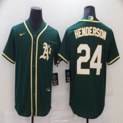 Nike Oakland Athletics #24 Rickey Henderson green majestic baseball Jersey-BD