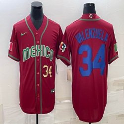 2023 World Cup Mexico #34 Fernando Valenzuela red blank majestic baseball jerseys 12