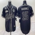 2023 NFL Super Bowl Nike Kansas City Chiefs #15 Patrick Mahomes black baseball jerseys Joint name C patch-BD