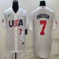 2023 World Cup #7 Tim Anderson white USA majestic baseball jerseys 06