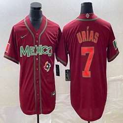 2023 World Cup Mexico #7 Julio Urias red majestic baseball jerseys 109