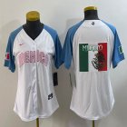 Youth 2023 World Cup Mexico blank white skyblue majestic baseball jerseys 14