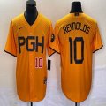 Nike Pittsburgh Pirates #10 Bryan Reynolds gold majestic baseball jerseys city version-BD 01