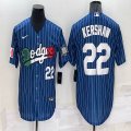 Nike Los Angeles Dodgers #22 Clayton Kershaw blue throwback majestic baseball Jerseys-BD 04