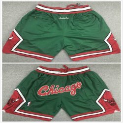 Chicago Bulls green NBA shorts with pocket