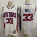 Detroit Pistons 33# Grant Hill White throwback nba jersey-LC