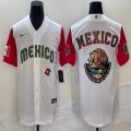 2023 World Cup Mexico blank white red majestic baseball jerseys 03