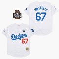 Los Angeles Dodgers #67 Honor Vin Scully white Throwback baseball Jerseys-SG