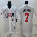 2023 World Cup #7 Tim Anderson white USA majestic baseball jerseys 08