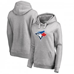 Toronto Blue Jays Women\'s Plus Sizes Primary Team Logo Pullover Hoodie - Ash