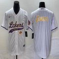 Nike Los Angeless Lakers blank white baseball jerseys Joint name-BD