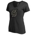 Women's Portland Trail Blazers Fanatics Branded Black Cloak Camo V-Neck T-Shirt