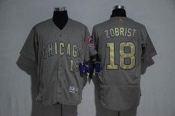 Chicago Cubs #18 Zobrist gray gold Flexbase Authentic Collection Jersey