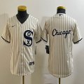 Youth Nike Chicago White Sox blank beige majestic baseball jersey big logo 02