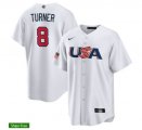 2023 World Cup #8 Turner white USA majestic baseball jerseys