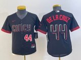 Women Nike Cincinnati Reds Elly De La Cruz black majestic baseball jerseys Joint name-BD 02