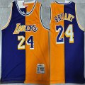 Los Angeles Lakers #24 Kobe Bryant Yellow Purple throwback NBA Split Jersey-XD