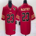 Nike San Francisco 49ers #23 Christian McCaffrey red gold Color Rush Limited Jersey with 75 th patch