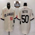 Nike Los Angeles Dodgers #50 Mookie Betts beige fashion majestic baseball Jerseys-BD 07