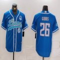 Nike Detroit Lions #26 Jahmyr Gibbs blue baseball jerseys Joint name-BD 03