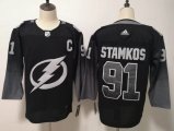 Adidas Tampa Bay Lightning Steven Stamkos #91 black nhl hockey jerseys-FH