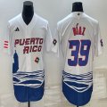 Puerto Rico Baseball #39 Edwin Diaz white 2023 World Baseball Classic Replica Player Jersey 07