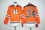 New Houston Astros #34 Nolan Ryan Orange Long Sleeve Stitched Baseball Jersey