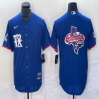 Nike Texas Rangers blank blue majestic baseball jerseys Champions patch 01