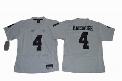 2016 Women Heather Gray Michigan Wolverines Jim Harbaugh 4 College Football Limited Jerseys - Gridiron Gray II