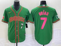 2023 World Cup Mexico #7 Julio Urias green red majestic baseball jerseys 120