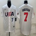 2023 World Cup #7 Tim Anderson white USA majestic baseball jerseys 02