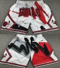 Chicago Bulls white red NBA shorts with pocket-XD