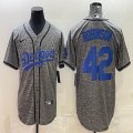 Nike Los Angeles Dodgers#42 Jackie Robinson Hemp gary baseball jerseys Joint name-BD