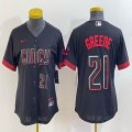 Women Nike Cincinnati Reds #21 Hunter Greene black majestic baseball jerseys -BD 03