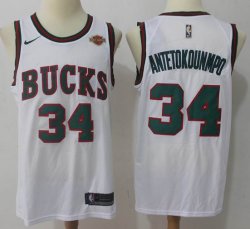 Nike Milwaukee Bucks 34# Giannis Antetokounmpo white throwback nba Jersey-(1)