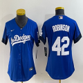 Women Nike Los Angeles Dodgers#42 Jackie Robinson blue majestic baseball Jersey-BD