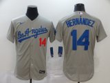 Nike Los Angeles Dodgers #14 Hernandez gray Flexbase Authentic Collection Jersey 01